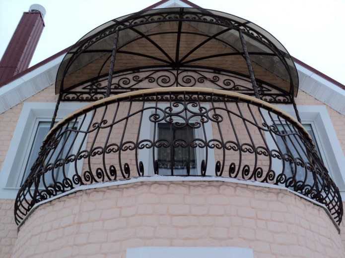 balcony with a canopy in a private house project