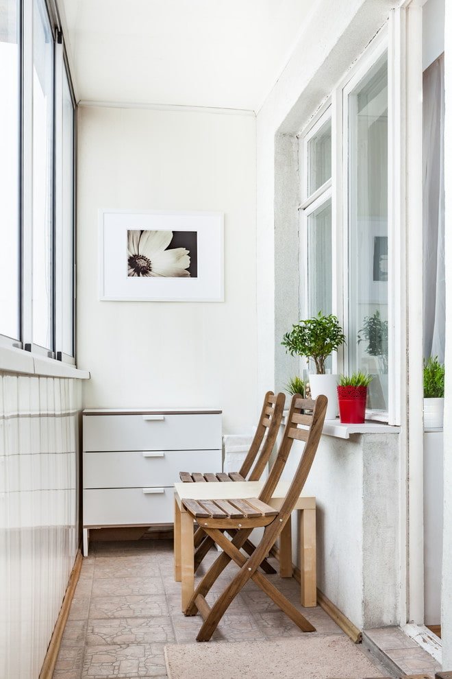 arrangement of a balcony in a Khrushchev apartment