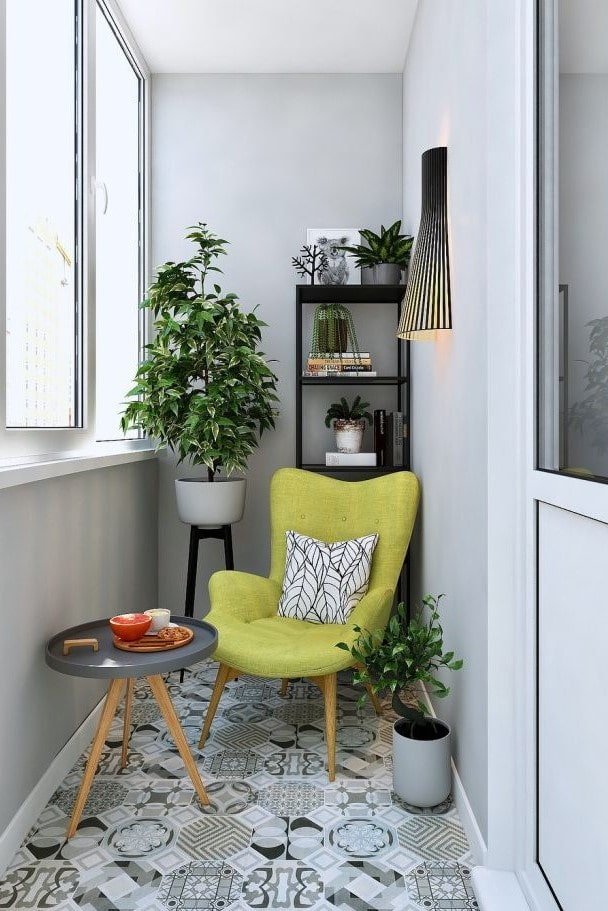 pistachio chair on the balcony