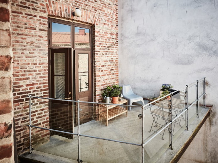 Open balcony in loft style