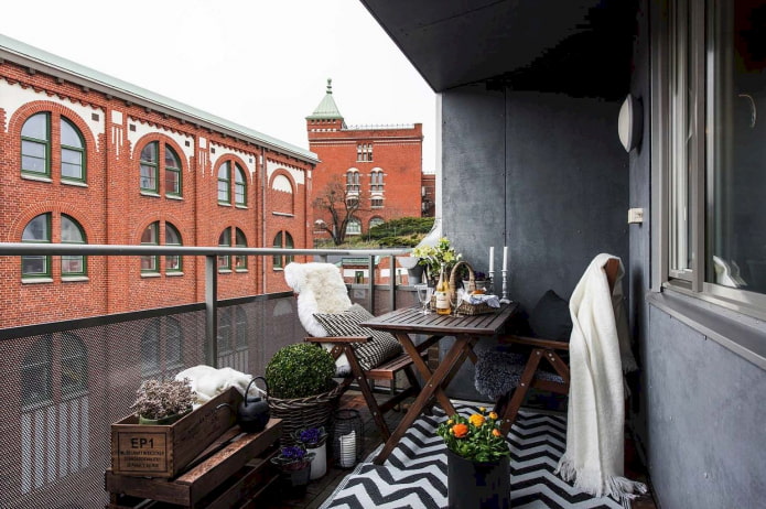 Balcony in dark colors