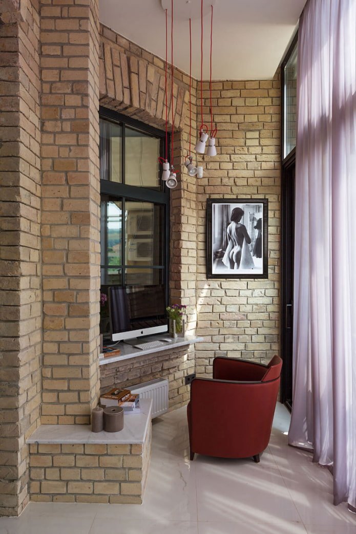 Balcony interior in loft style
