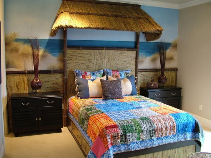 children's room design with bamboo wallpaper