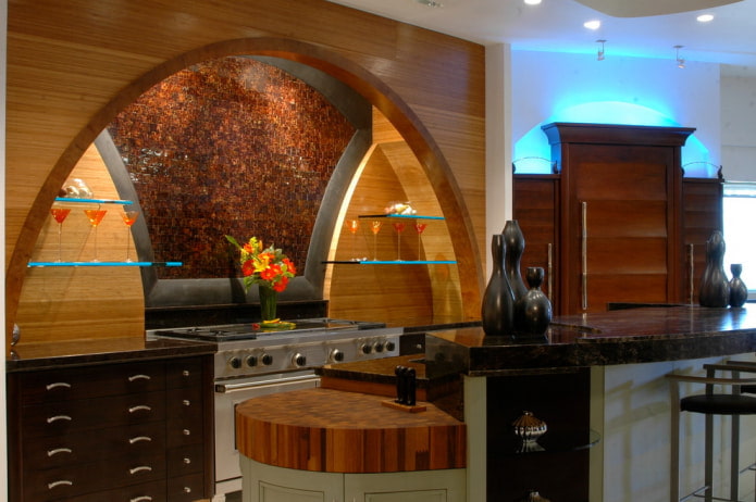 arch decorated with bamboo wallpaper