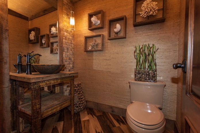 Bamboo wallpaper in the bathroom