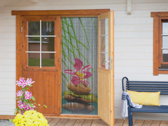 bamboo curtains with flowers