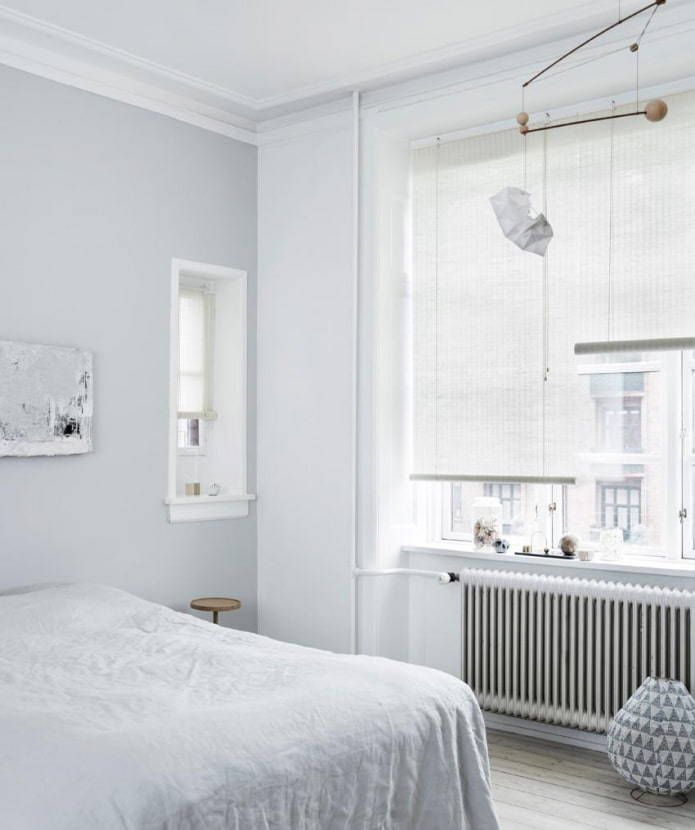 white bamboo roller blinds in the interior