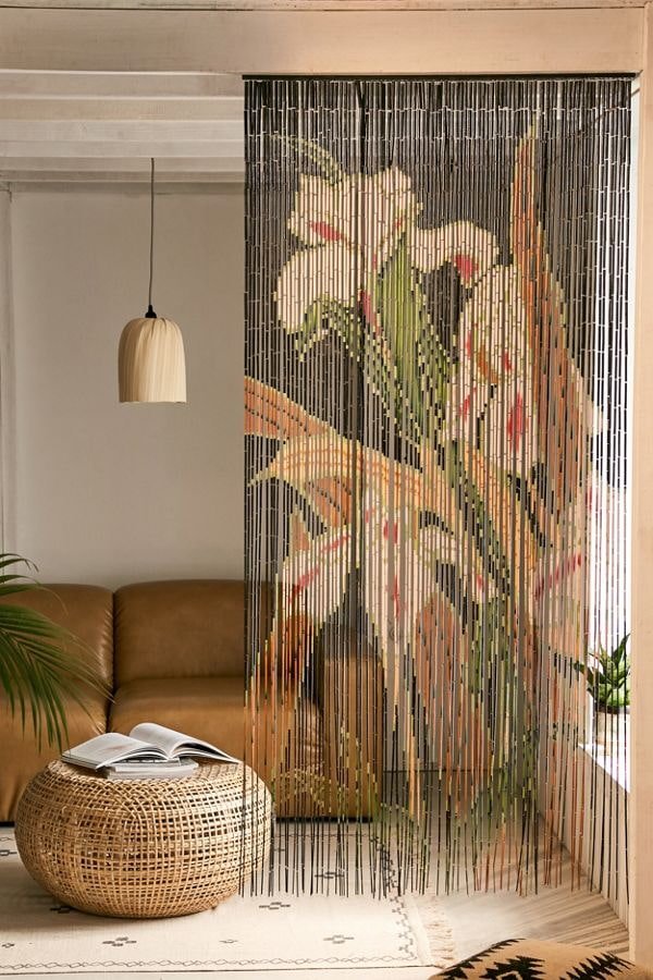 bamboo curtains with flowers