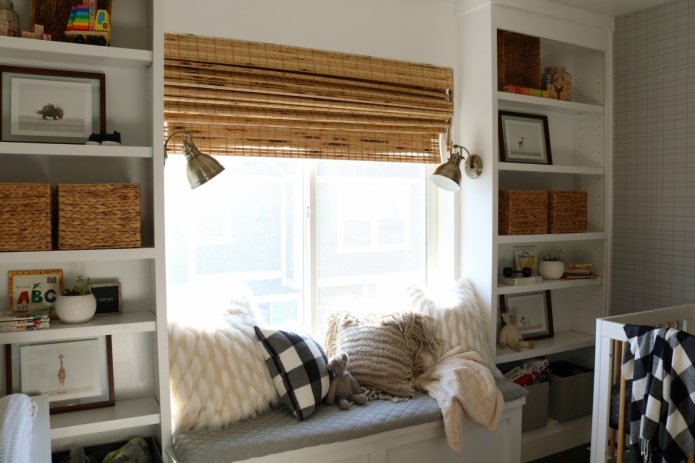 ocher-colored bamboo curtains
