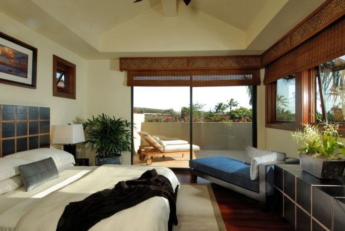 brown bamboo roman blinds in the interior
