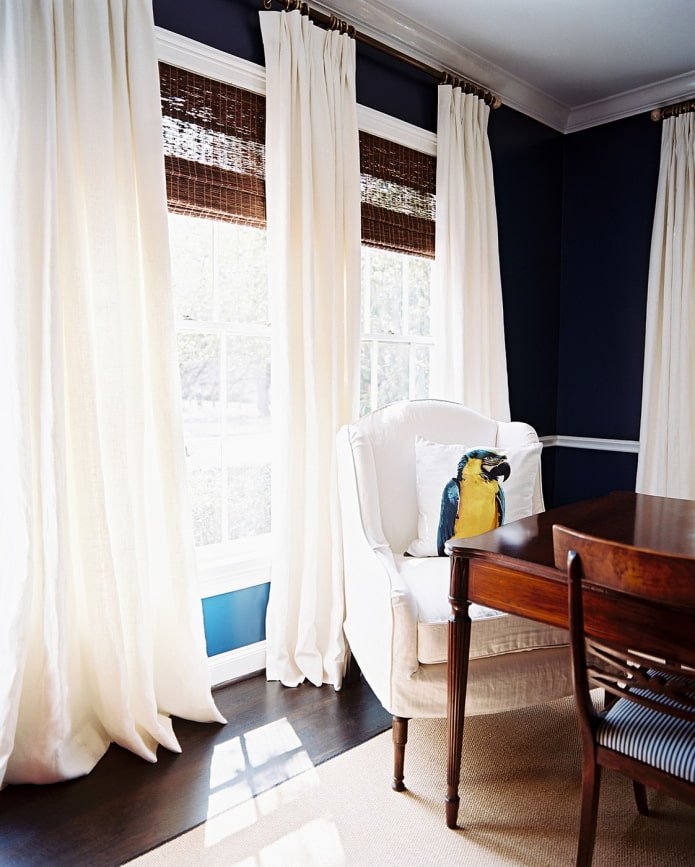 bamboo curtains in combination with curtains