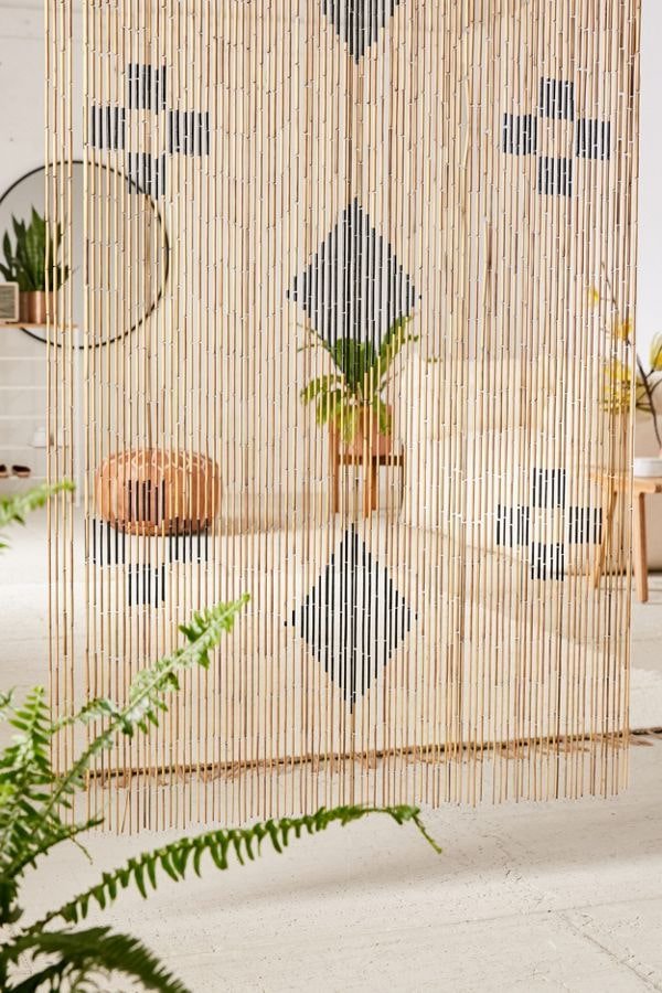 bamboo curtains with geometric patterns