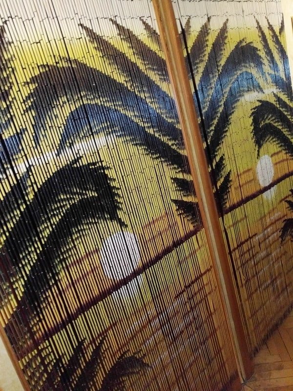 bamboo curtains with palm trees