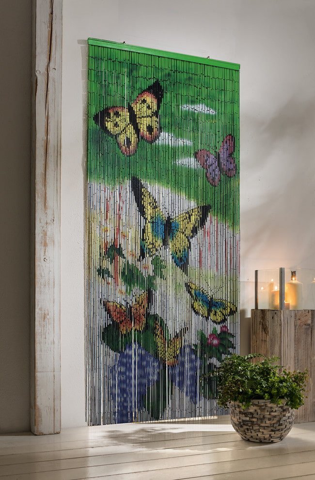 bamboo curtains with a natural landscape