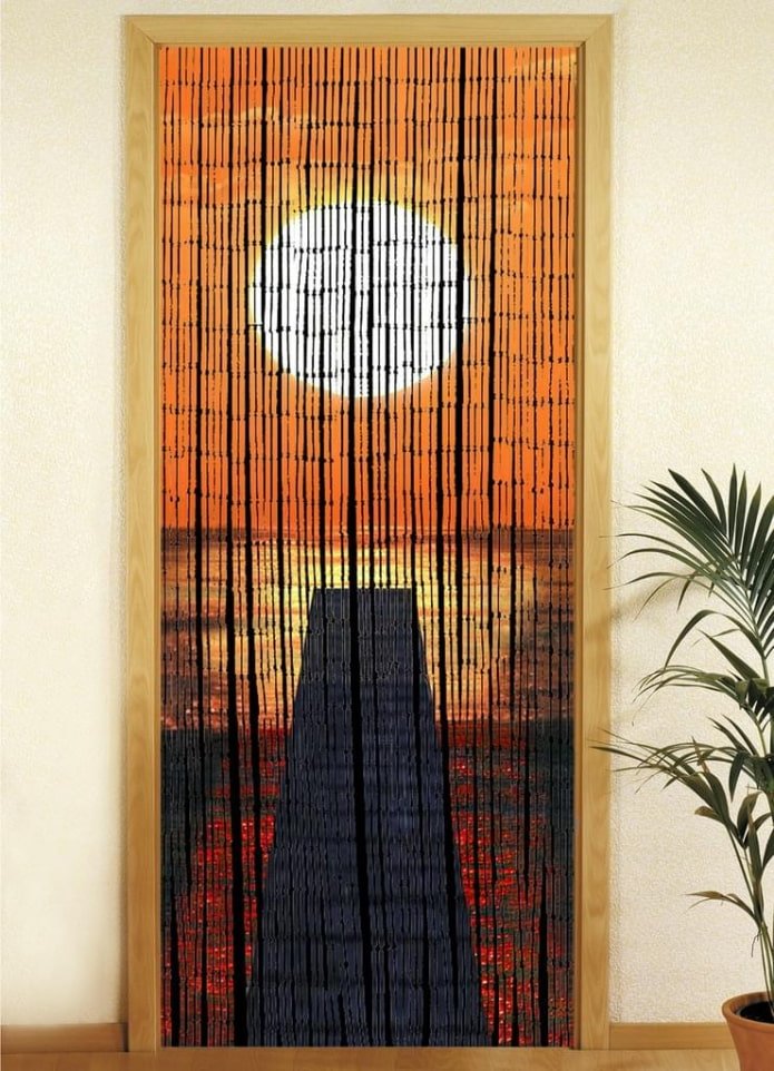 bamboo curtains with a natural landscape