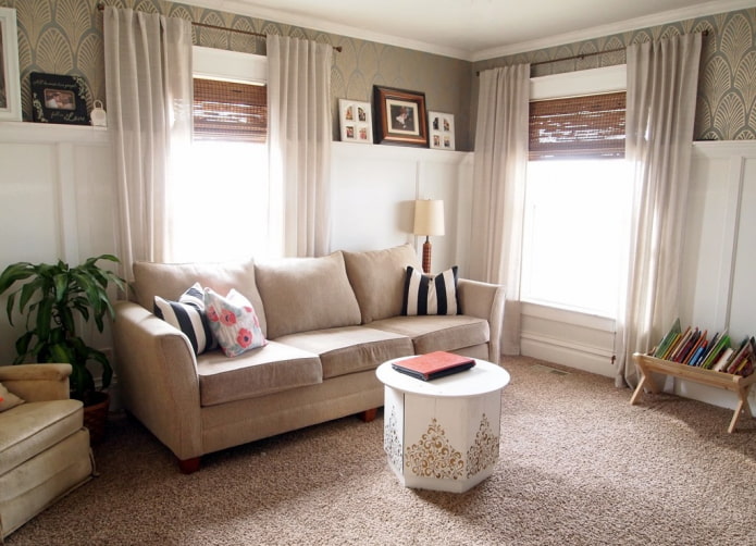 bamboo curtains in combination with curtains