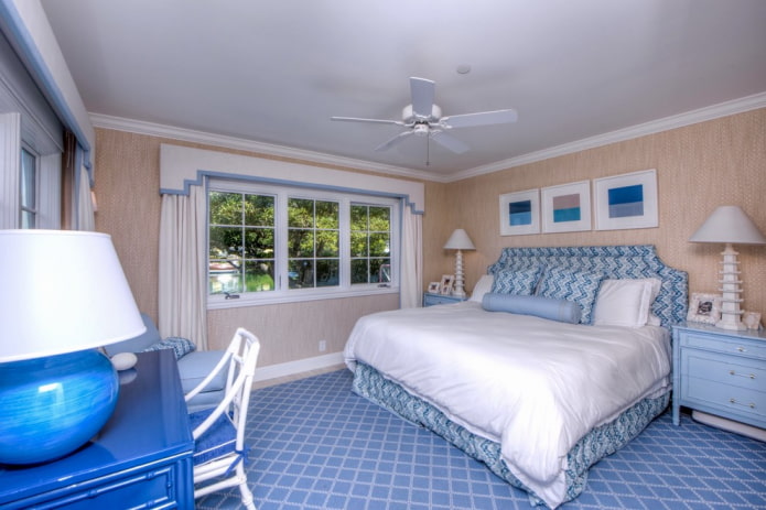 rigid lambrequin with geometry in the bedroom
