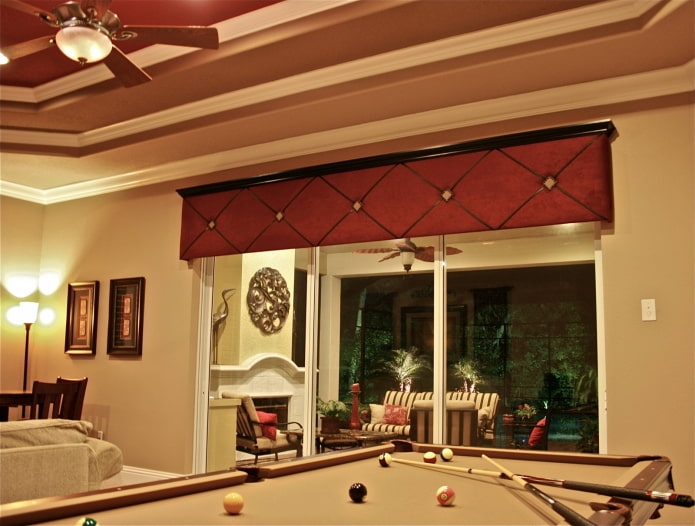 burgundy hard lambrequin in the interior