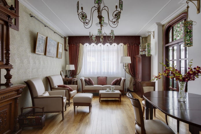 rigid lambrequin in a classic interior
