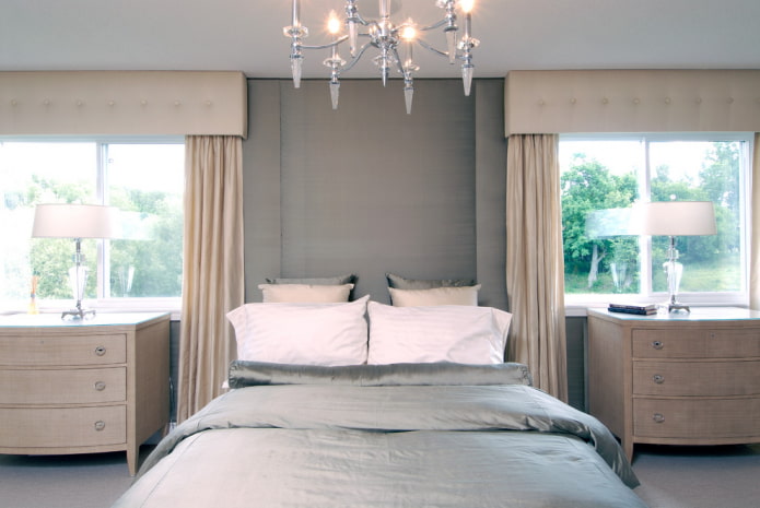 straight rigid lambrequin in the bedroom