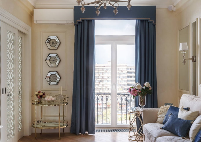 rigid lambrequin on the balcony doors