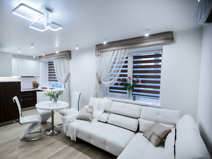 rigid lambrequin with curtains