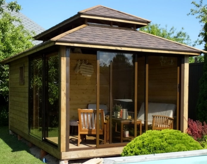 Veranda with sliding windows