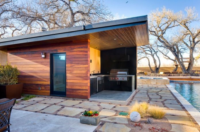 Bathhouse with a mini-kitchen