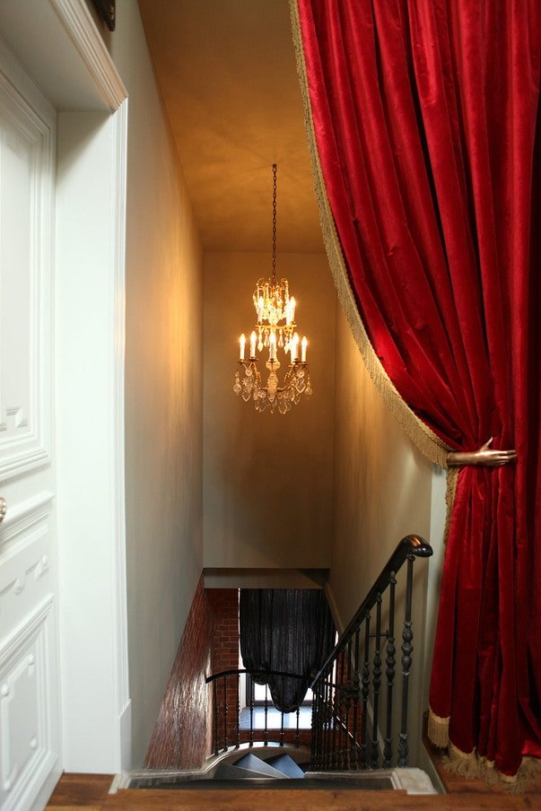 red velvet curtains in the interior