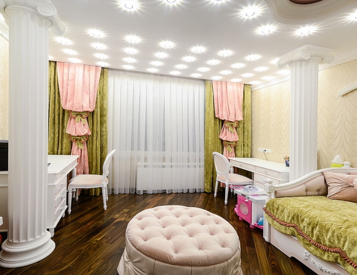 velvet curtains in the interior of a child's room