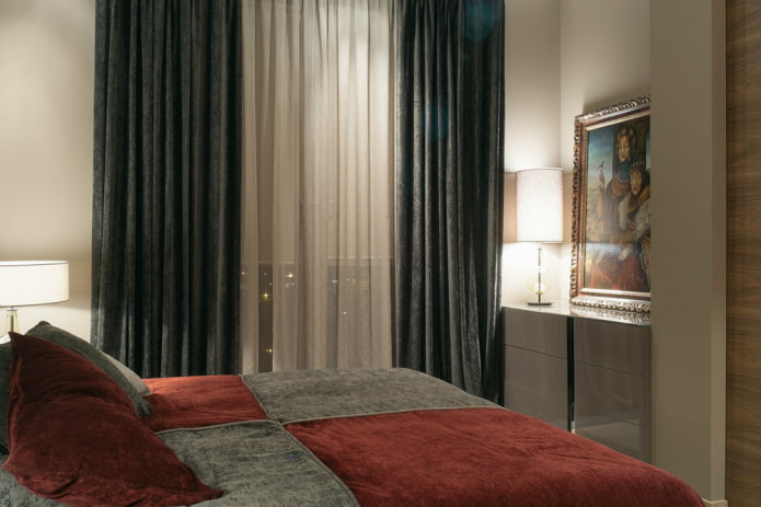 black velvet curtains in the bedroom
