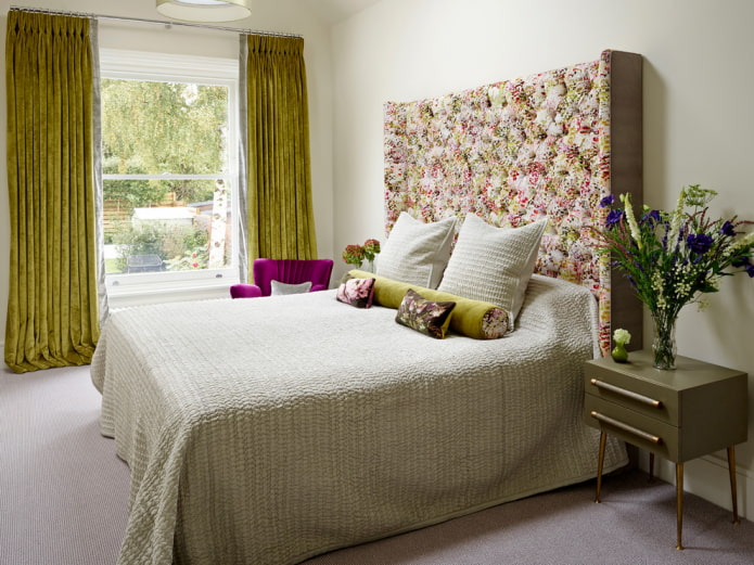 velvet curtains in the bedroom