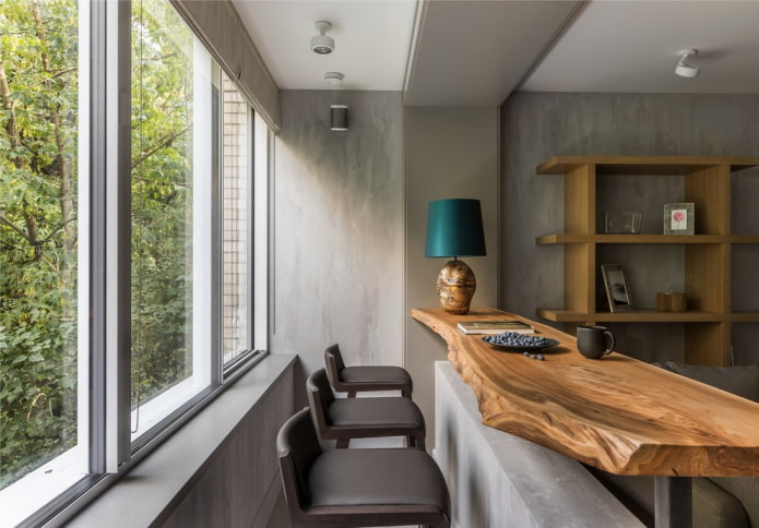 bar counter with a wooden countertop