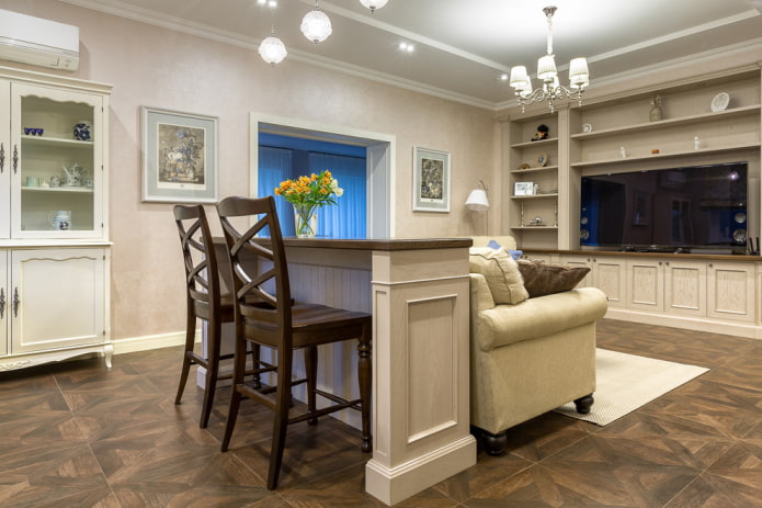 bar counter in the hall in a classic style