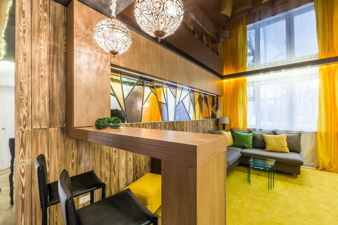 wooden bar counter in the interior