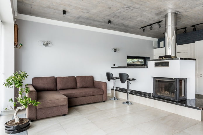 bar counter design in the living room interior