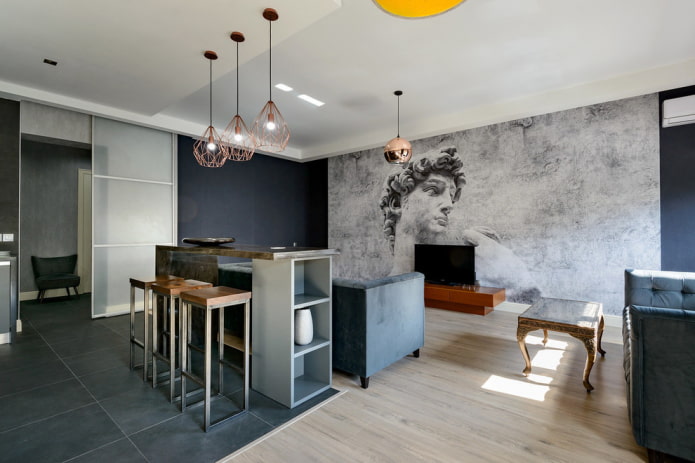 bar counter in the hall in a modern style