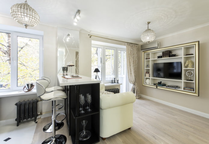 bar counter in the hall in a classic style
