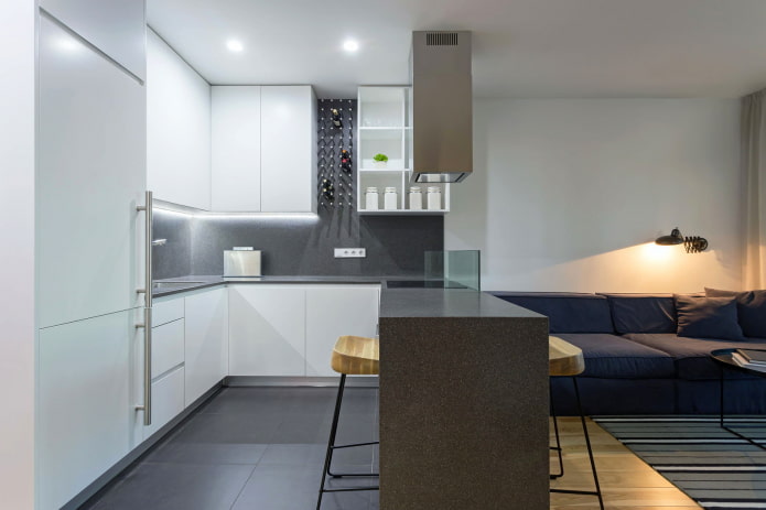bar counter in the hall in the style of minimalism