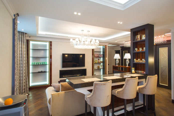 bar counter design in the living room interior