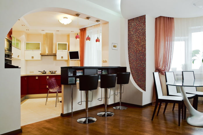 bar counter design in the living room interior