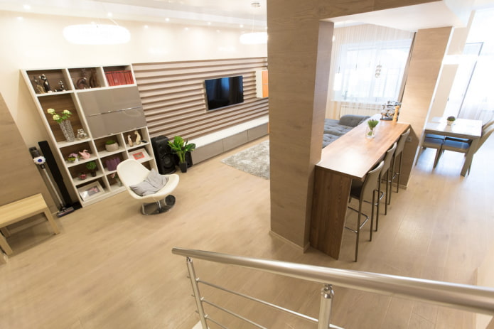 bar counter design in the hall interior