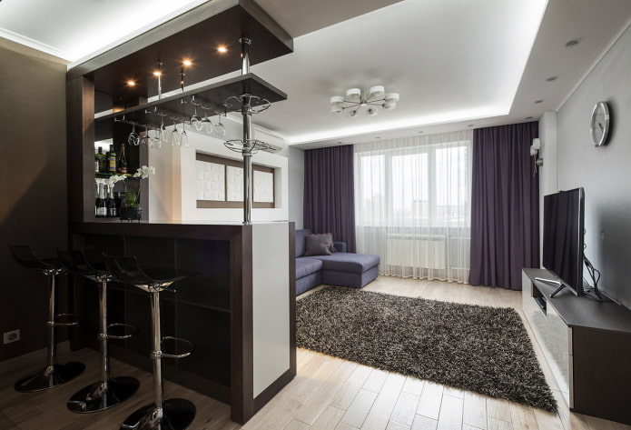 bar counter design in the living room interior