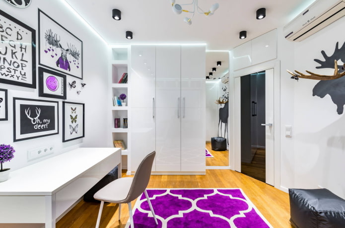 Children's room with purple details