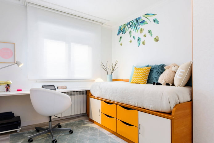 white and yellow room
