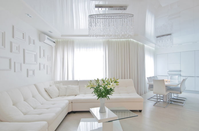 living room furniture in white tones