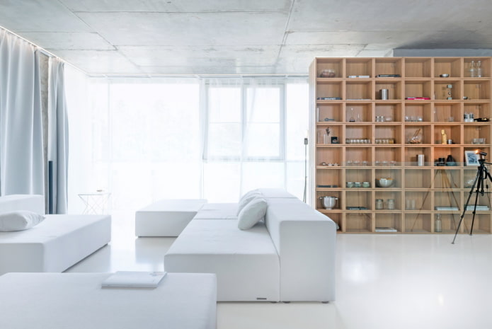living room furniture in white tones