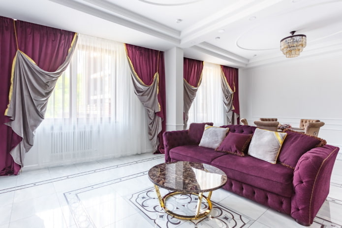 living room interior design in white tones
