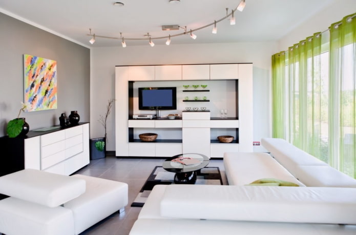 living room furniture in white tones