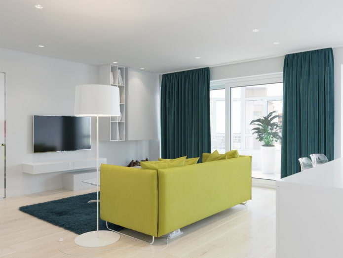 living room interior design in white tones
